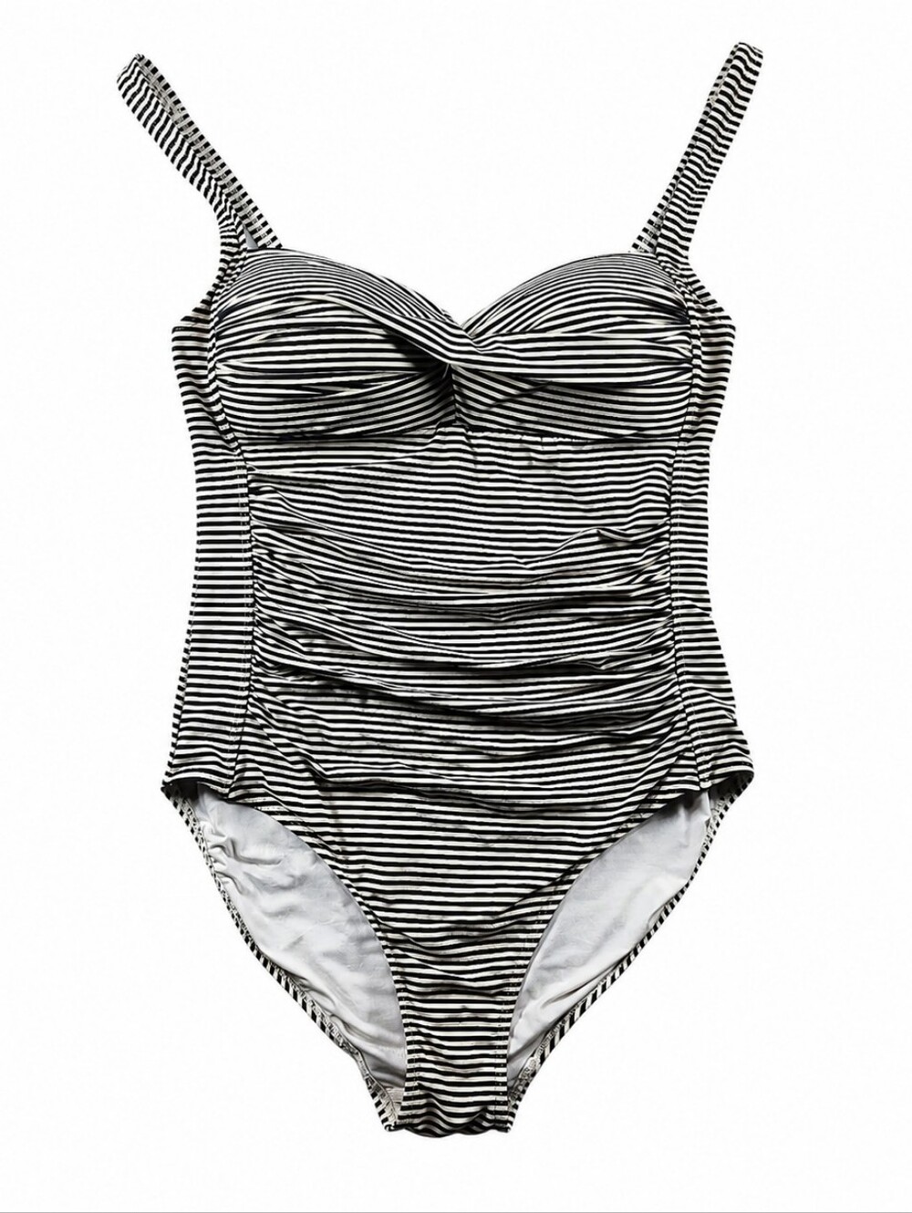 Nip Tuck Swim Tummy Control One Piece Swimsuit Striped Ruched US 10